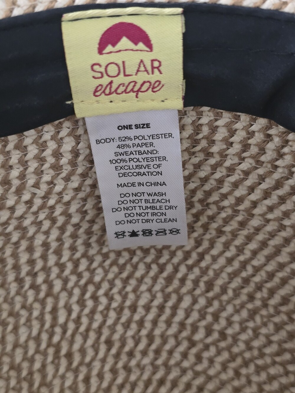 Packable Natural Straw Sun Hat with Dark Trim - Picture 8 of 10